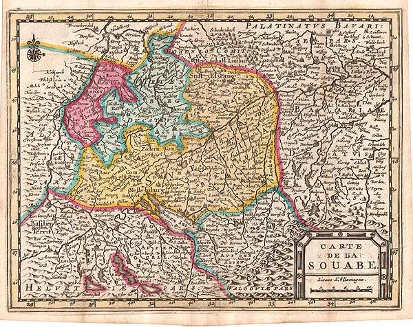 Carte de la Souabe  -   Pieter  Van der Aa 1659-1733