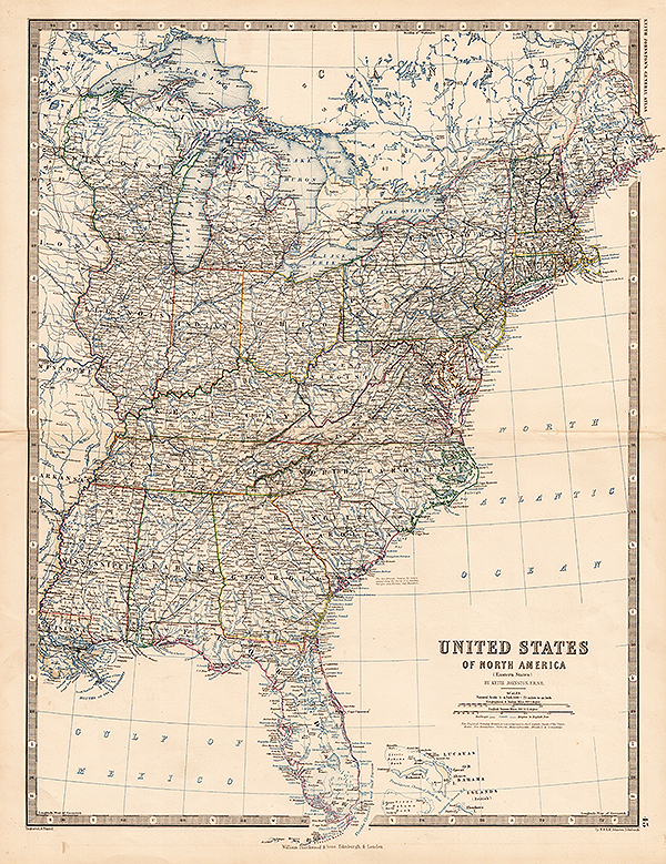 United States of North America Eastern States By Keith Johnston FRSE 