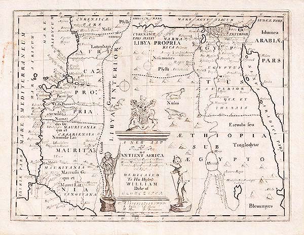 Edward Wells - A new map of the north part of antient Africa shewing the chiefe people, cities, towns, rivers, mountains, &c. in Mauritania, Numidia, Africa Propria, Libya Propria and Egypt