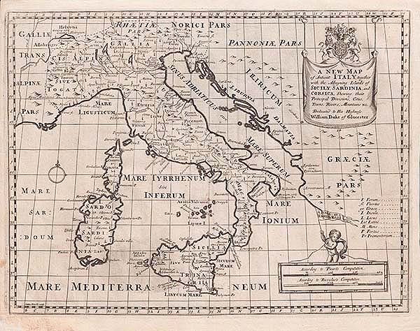 Edward Wells - A New Map of Antient Italy together with the Adjoyning Islands.....
