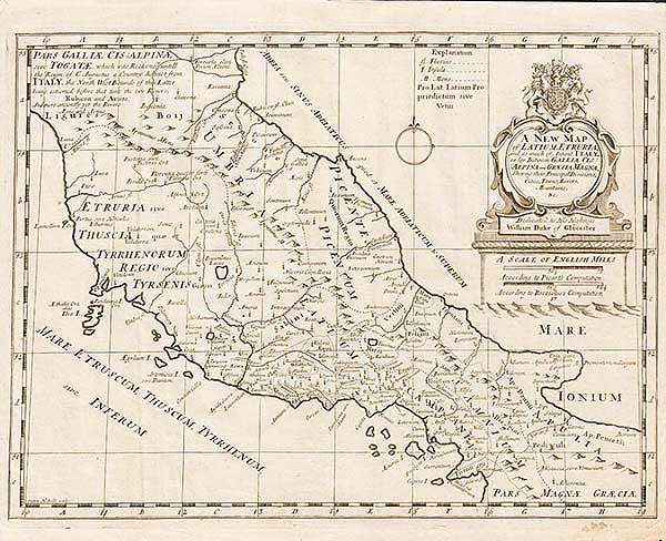 Edward Wells - A New Map of Latium Etruria and as much of Antient Italy as lay Between Gallia Cisalpina and Graecia Magna Shewing their Principal Divisions Cities Towns Rivers Mountains etc 