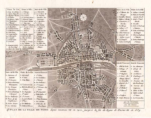 4E Plan de la Ville de Paris depuis CHARLES VII en 1412 jusqu'  la fin du Rgne de HENRI III en 1580