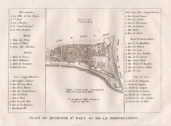 Plan du Quartier St Paul ou de la Mortellerie