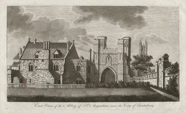 East view of the Abbey of St Augustine near City of Canterbury