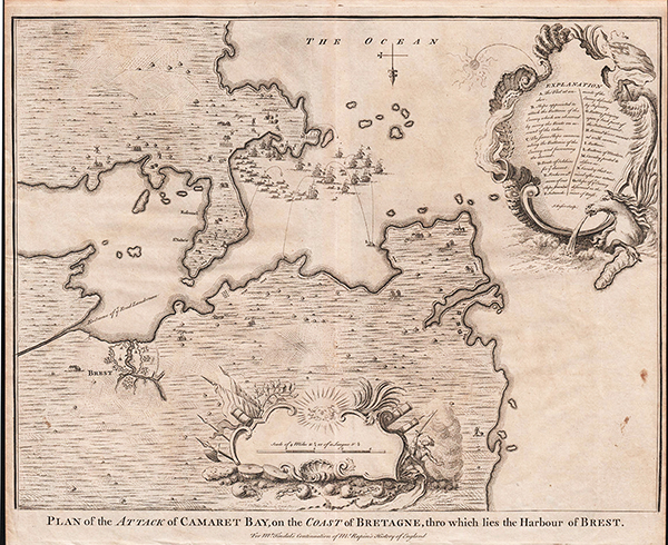 Plan of the Attack of Camaret Bay on the Coast of Bretagne thro which lies the Harbour of Brest