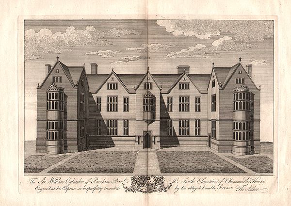 To Sir William Oglander of Parnham Bart This South Elevation of Chantmarle House Engraved at his expence is respectfully inscribed by his obliged humble Servant - The Author