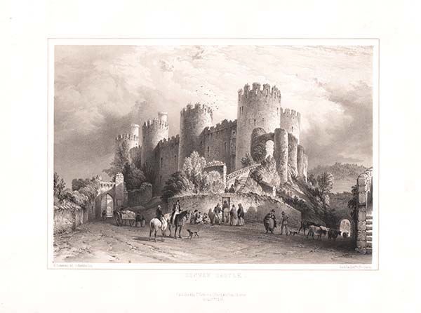 Set of five lithographs of Conway Castle