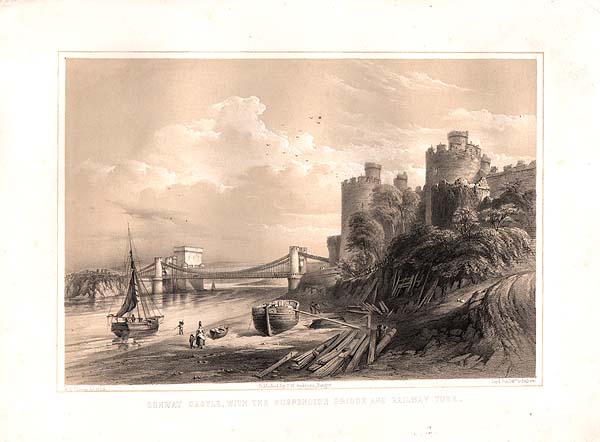 Conway Castle with the Suspension Bridge and Railway Tube