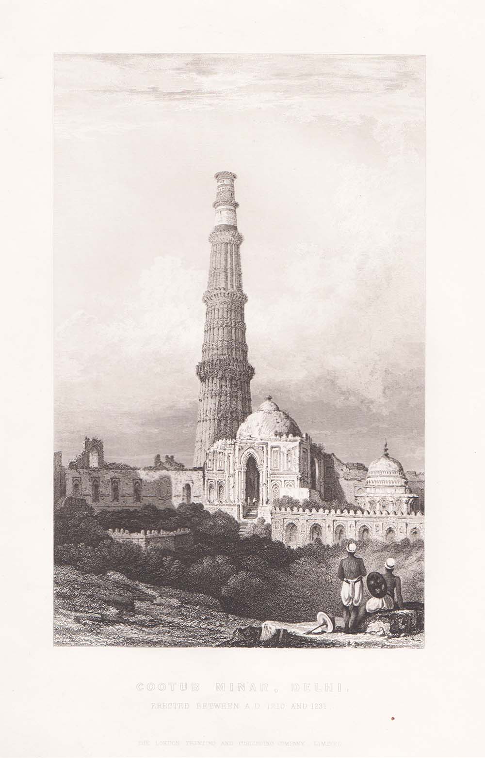 Cootub Minar, Delhi.  Erected between A.D. 1210 and 1231.