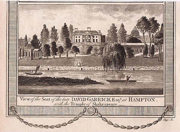 View of the Seat of the late David Garrick  Esq at Hampton with the Temple of Shakespeare