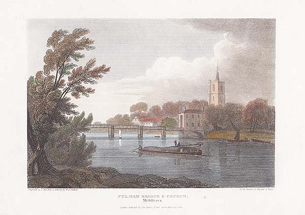 Fulham Bridge and Church Middlesex