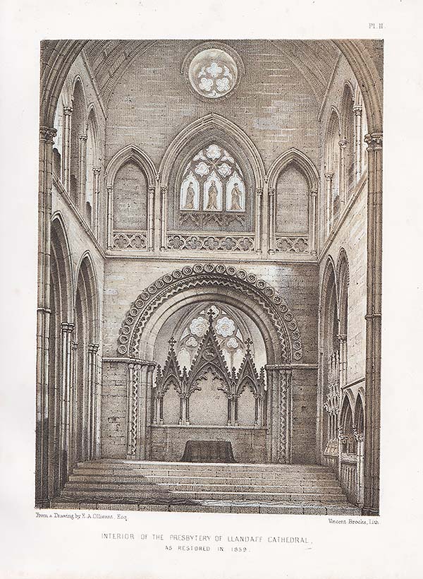 Interior of the Presbytery of Llandaff Cathedral as Restored in 1859