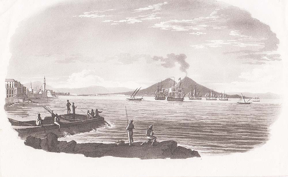 Naples Bay and View of Mount Vesuvius.