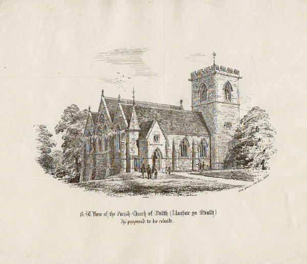 SW view of the Parish Church of Builth  Llanfair-yn-Mhuallt  As proposed to be rebuilt