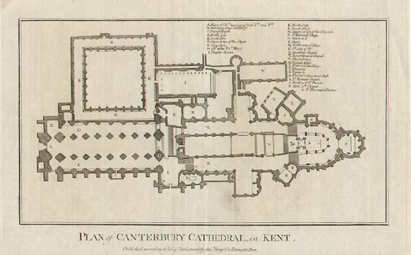 Plan of Canterbury Cathedral in Kent
