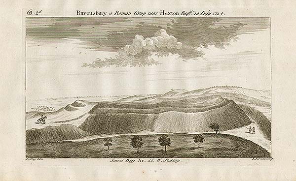 Ravensbury a Roman Camp near Hexton Bedfr 10 July 1724