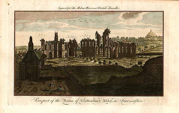 Prospect of the Ruins of Glastonbury Abby in Somersetshire
