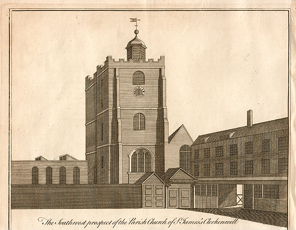 The Southwest Prospect of the Parish Church of St James's Clerkenwell