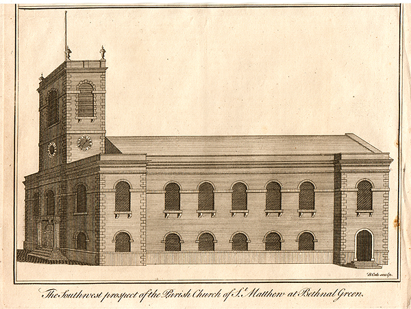 The Southwest Prospect of the Parish Church of St Mathew at Bethnal Green 