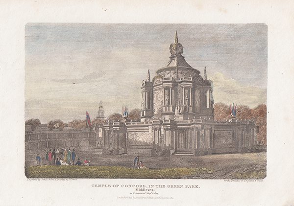 Temple of Concord in the Green Park Middlesex as it appeared August 1st 1814