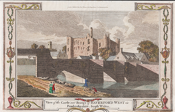 View of the Castle and Bridge of Haverfordwest in Pembrokeshire
