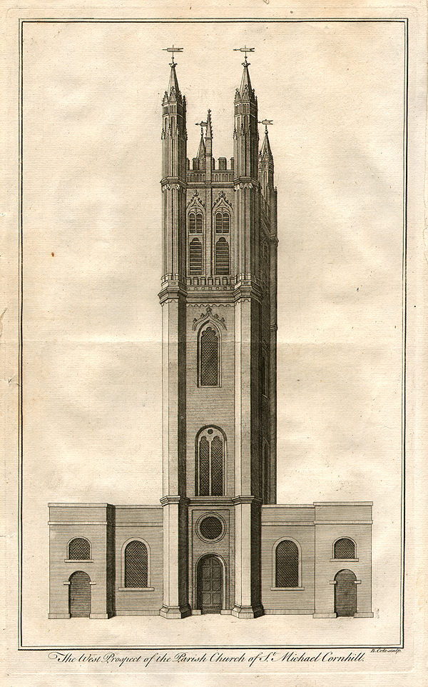 The West Prospect of the Parish Church of St Michael Cornhill