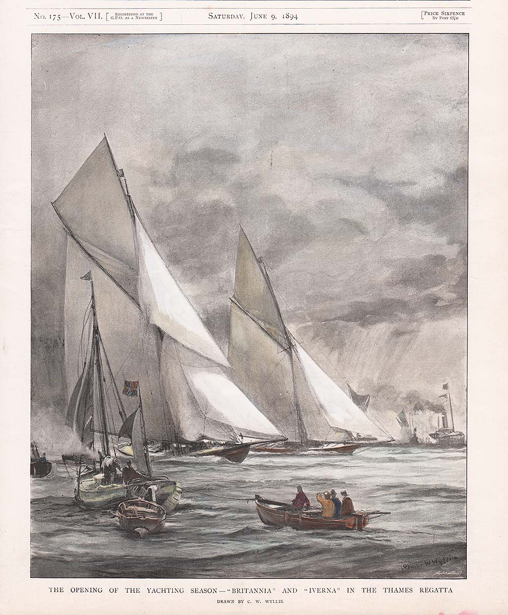 The Opening of the Yachting Season  -  Britannia and Iverna in the Thames Regatta.